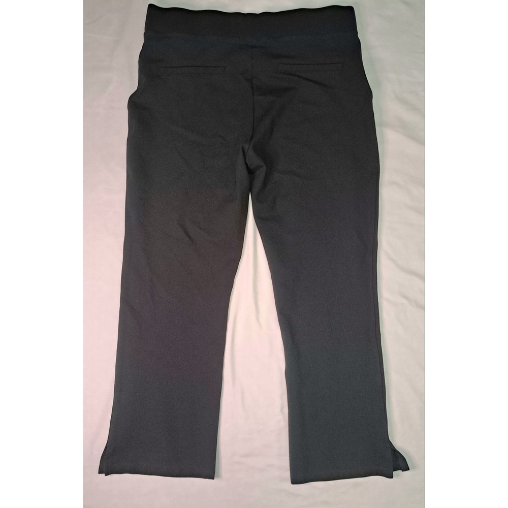 Quince Blk Straight Ankle Pants Women L Split‎ Hem Stretch Classic Comfy Pull-on
